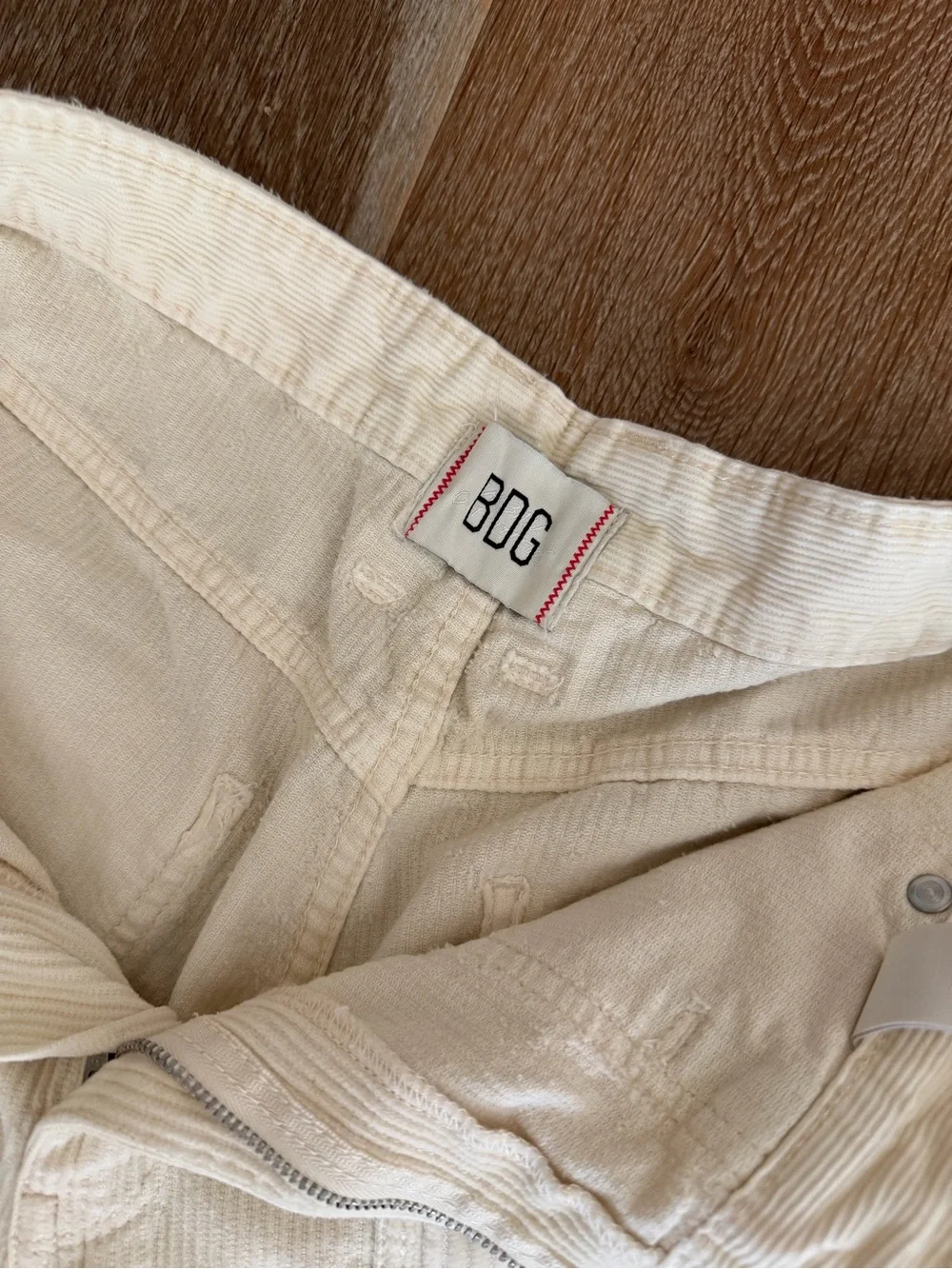BDG Urban Outfitters Cream Corduroy Wide Leg Baggy Pants Womens 10 Cool Girl